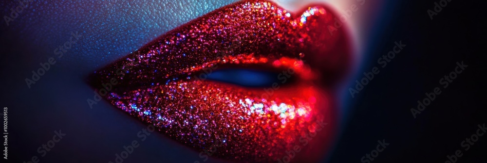 Glossy lips shine with vibrant colors in dramatic lighting, showcasing a stunning makeup look perfect for an evening out. Generative AI Glossy lips shine with vibrant colors in dramatic lighting, showcasing a stunning makeup look perfect for an evening out. Generative AI