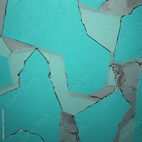 Turquoise Shattered Shapes | Geometric Fragmentation | Modern Abstract Composition | Structural Visual Design | Aqua Color Palette