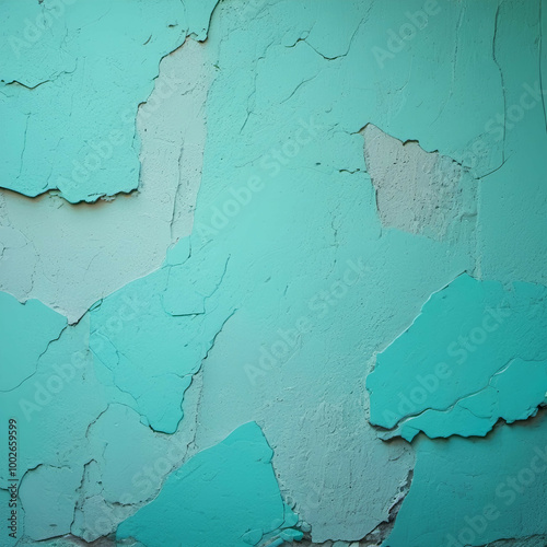 Turquoise Fragmentation | Minimalist Abstract Composition | Chipped Layers | Geometric Shapes | Aqua Color Palette | Contemporary Art