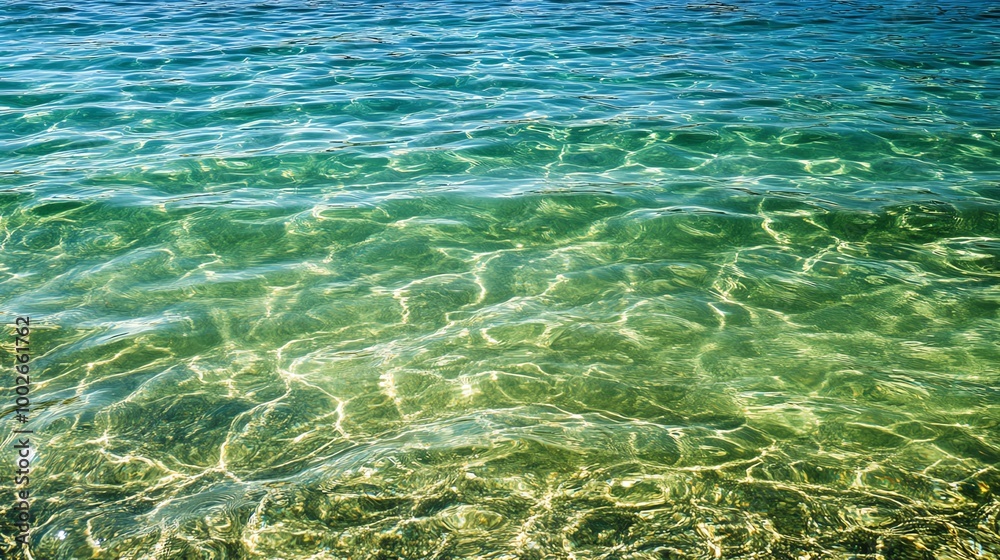 A tranquil view of clear ocean water with gentle ripples, perfect for conveying serenity and natural beauty in any project. A tranquil view of clear ocean water with gentle ripples, perfect for conveying serenity and natural beauty in any project.