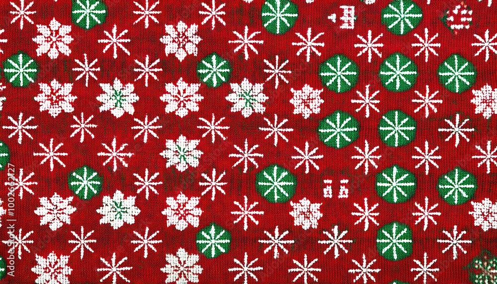 Christmas and New Year red and white seamless pattern, fairytale pixel pattern in white and green