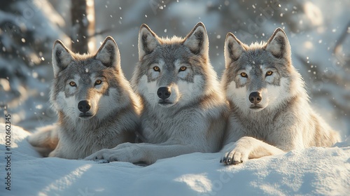 Group of wolves in the snow