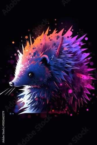 Hedgehog in a Colorful Haze
