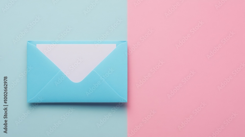 Blue Envelope on a Pastel Background