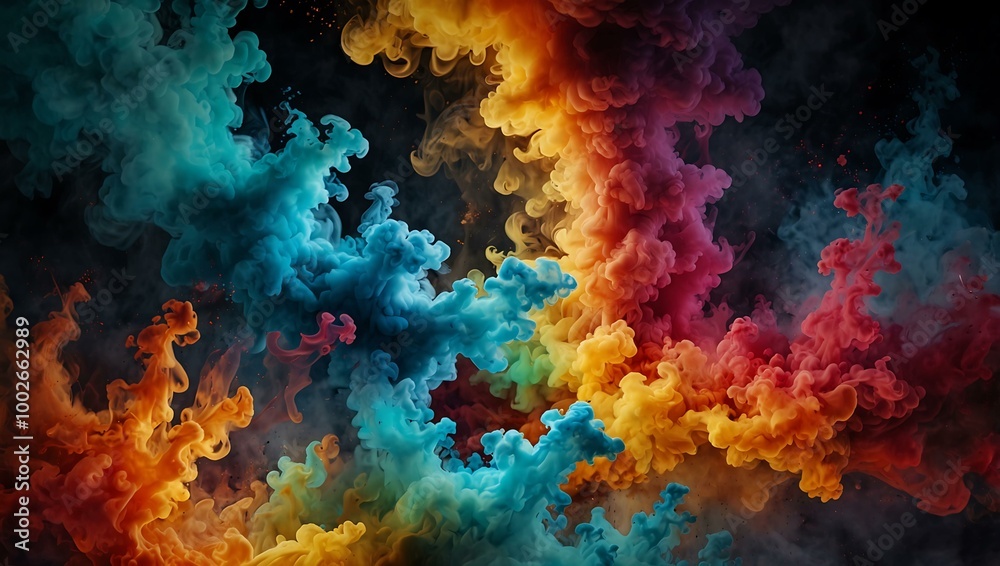 Vibrant smoke explosion border for dynamic designs.