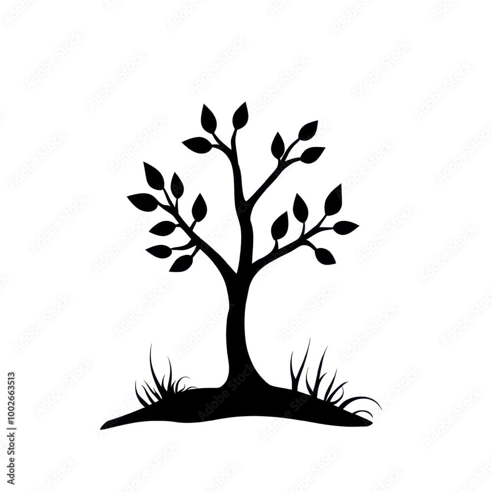 Obraz premium Minimalist Tree Illustration on transparent background