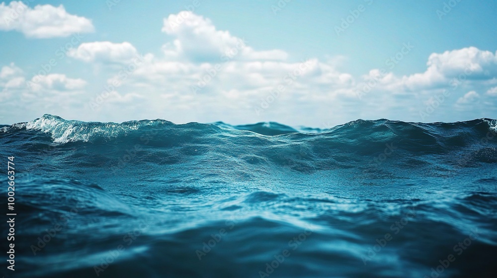 Serene Ocean Waves Under Blue Sky Serene Ocean Waves Under Blue Sky