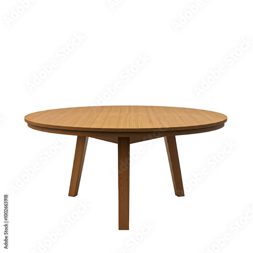 wooden round coffee table, isolated. 