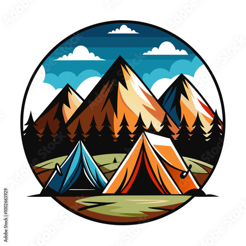 A captivating illustration of camping and adventure, showcasing the beauty of nature and the thrill of exploring the outdoors.