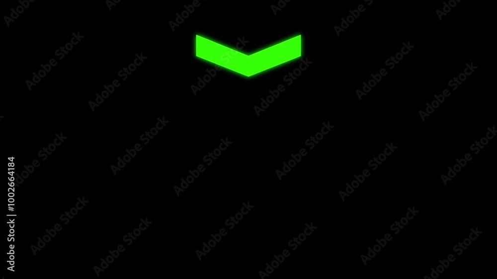  swipe down  pointing solid arrow icon. on black background.