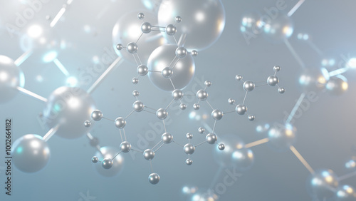 skf-82958 molecular structure, 3d model molecule, synthetic compound, structural chemical formula view from a microscope photo