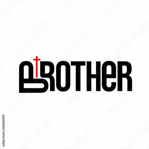 Brother logo text design with cross sign.