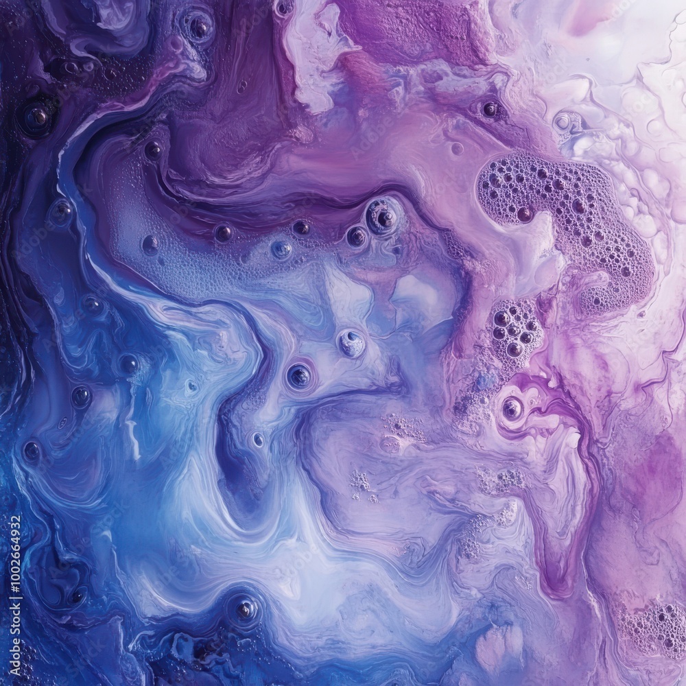 Obraz premium Abstract fluid art featuring beautiful swirls of purple and blue colors, creating a dreamy, ethereal backdrop.