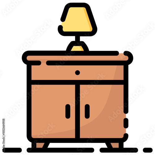 bedside table filled outline vector icon