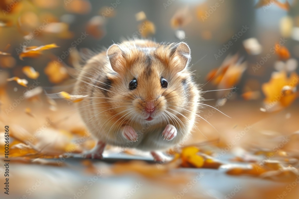 Close-up shot of a hamster running energetically on a wheel, capturing the motion blur of its legs and the determined expression on its face, hamster illustration, hamster watercolor illustration Close-up shot of a hamster running energetically on a wheel, capturing the motion blur of its legs and the determined expression on its face, hamster illustration, hamster watercolor illustration