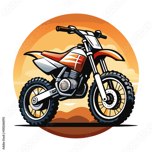 Illustrate the key components of a motocross bike, highlighting features like the suspension, engine, and frame.