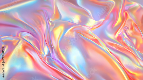 Iridescent Holographic Background a pastel silver to coral gradient