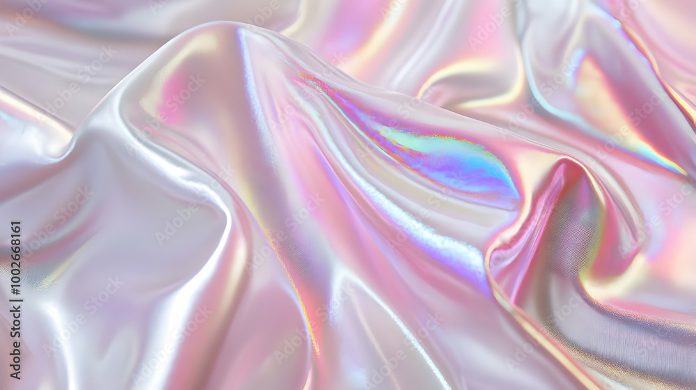 Obraz premium Iridescent Holographic Background a pastel pearl to cherry gradient