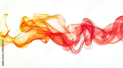 Fiery red and orange flames dancing dynamically on a crisp white background, creating a vivid contrast.