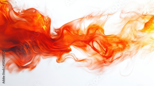 Fiery red and orange flames dancing dynamically on a crisp white background, creating a vivid contrast.