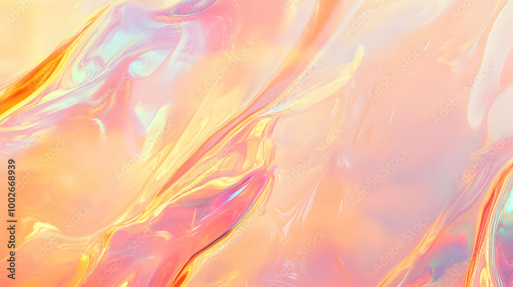 Obraz premium Iridescent Holographic Background a pastel ruby to peach gradient