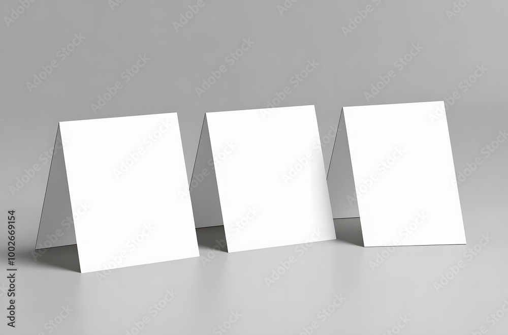 Naklejka premium Three Blank Tent Cards on Gray Background