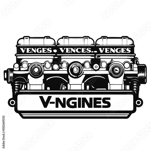 Illustration comparing V-shaped, inline, and flat engine configurations.