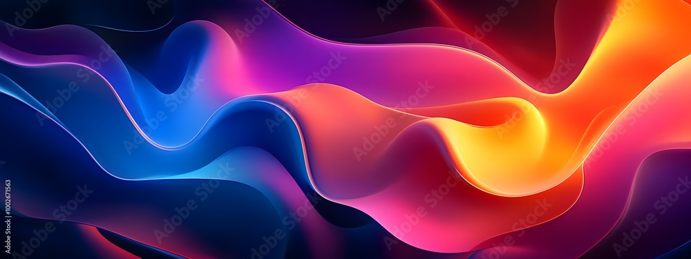 Colorful fluid shapes on a dark background, with glowing edges, flowing and elegant composition Colorful fluid shapes on a dark background, with glowing edges, flowing and elegant composition