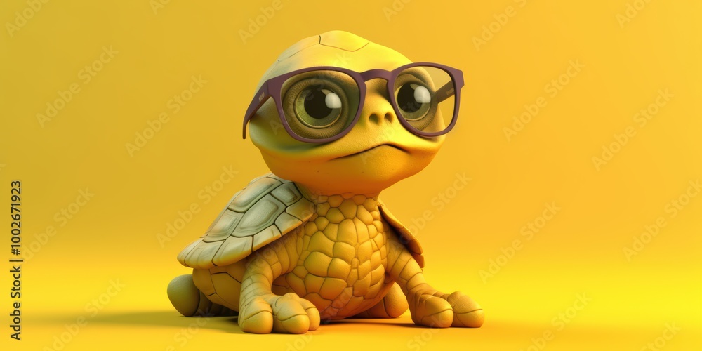 Fototapeta premium Cute Turtle with Glasses