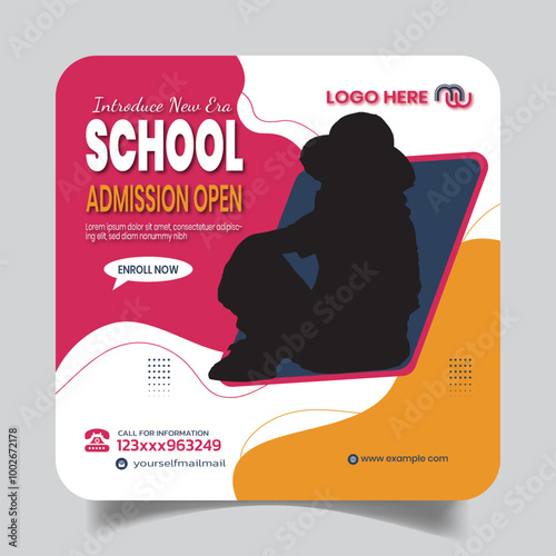 Luxury Cute School Admission Social Media Post  Design