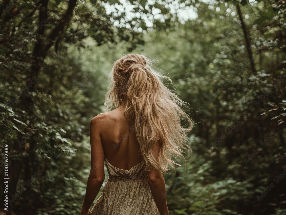 woman in the forest