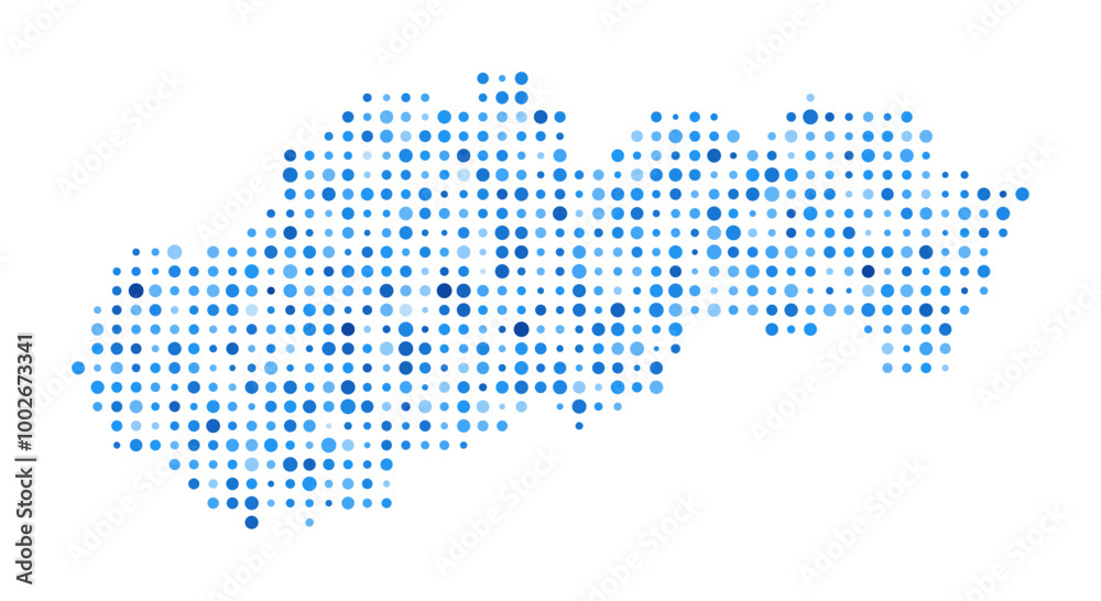 Fototapeta premium Slovakia Dot Map. Country Digital Style Shape. Slovakia vector image. Country shape blue circular dots. Awesome vector illustration.