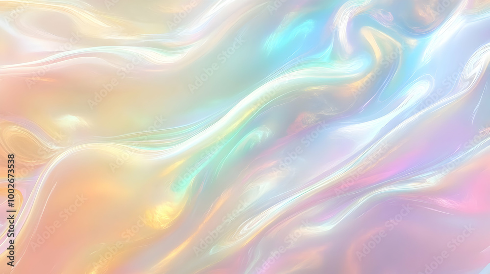 Obraz premium Iridescent Holographic Background a pastel bronze to ivory gradient