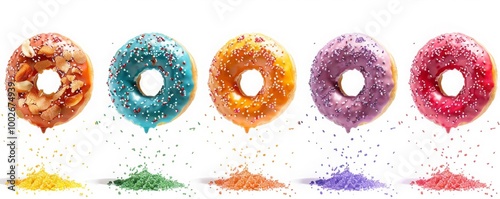 round_donut_doughnut_Colourful_set_flying MONA