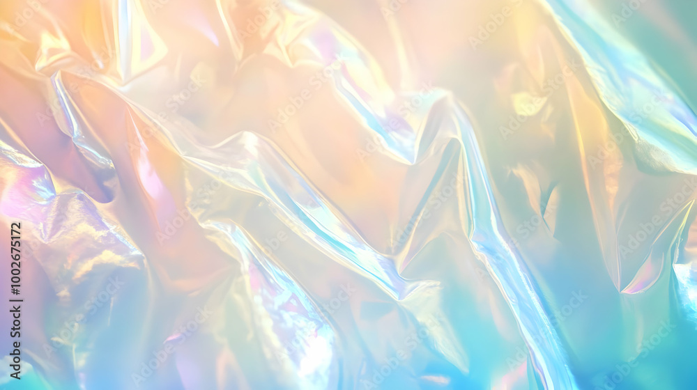 Fototapeta premium Iridescent Holographic Background a pastel aqua to ochre gradient