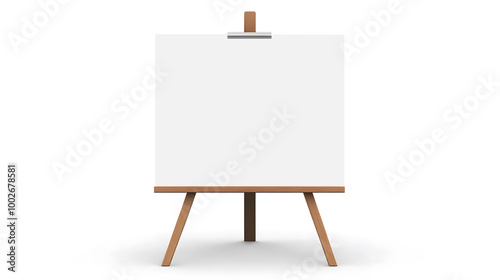  Blank Wooden Easel with White Canvas on Minimalist Background