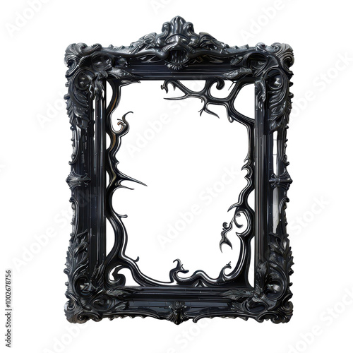 Haunted picture frame, Halloween object, png isolated on an empty background