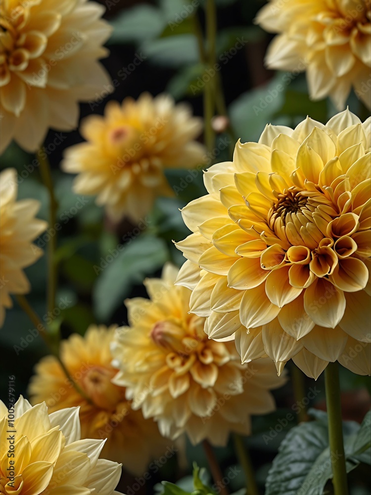 Yellow dahlia flower in full bloom. Yellow dahlia flower in full bloom.