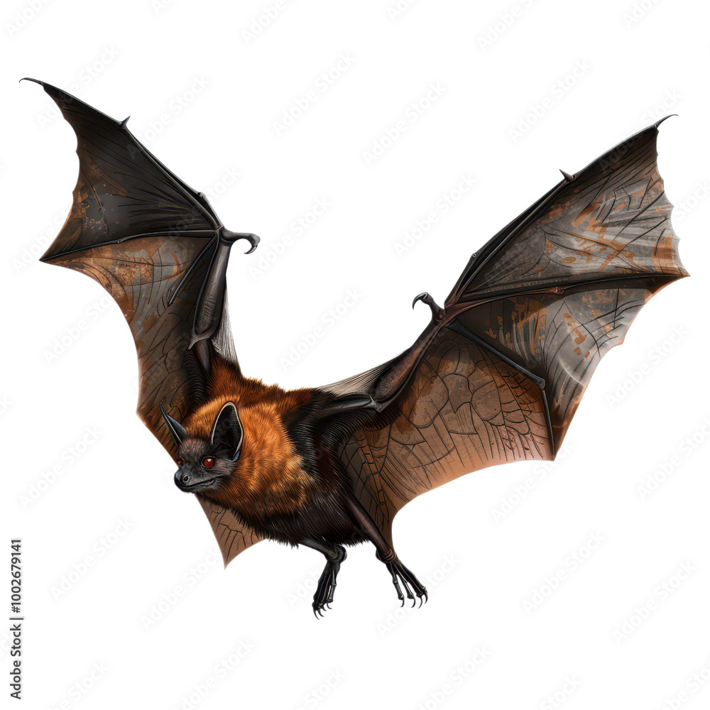 Fototapeta premium Spooky bat, Halloween object. Illustration, on transparent background png file