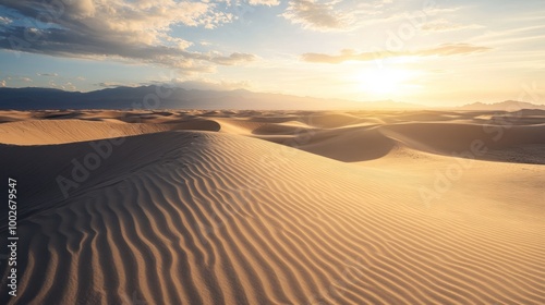 Golden Desert Dunes at Sunset