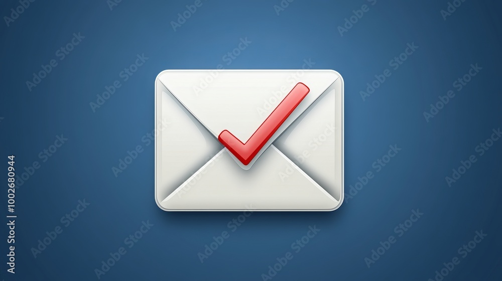 Envelope icon with message, notification alert, and checkmark symbol. Vector illustration. Envelope icon with message, notification alert, and checkmark symbol. Vector illustration.