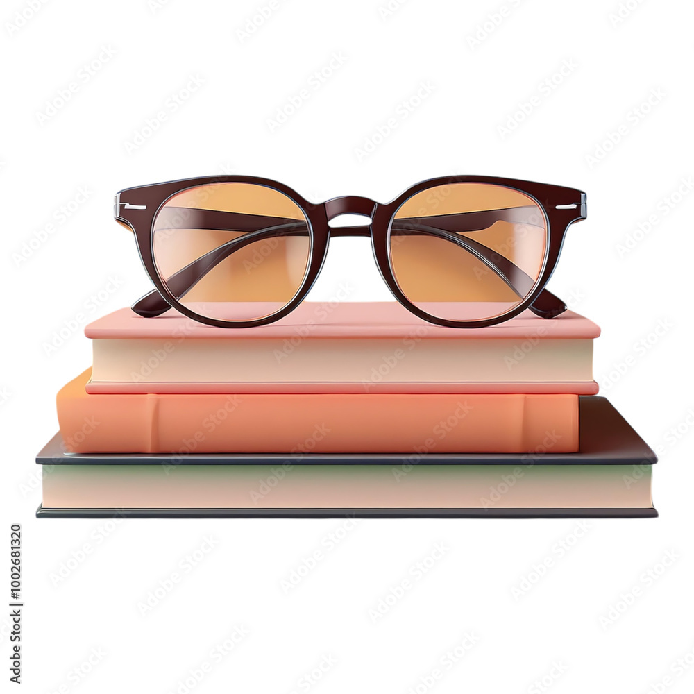 Study Essentials: Glasses and Open Book Transparent Background