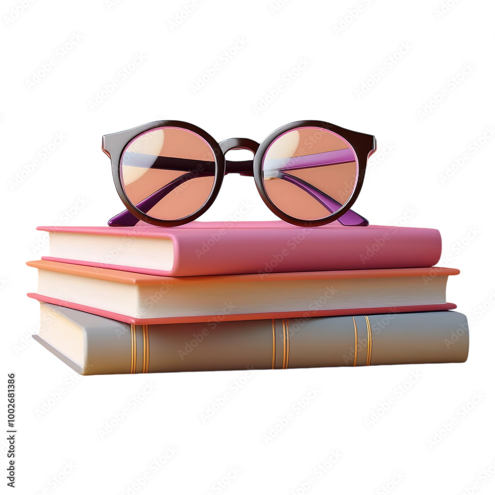 Study Essentials: Glasses and Open Book Transparent Background