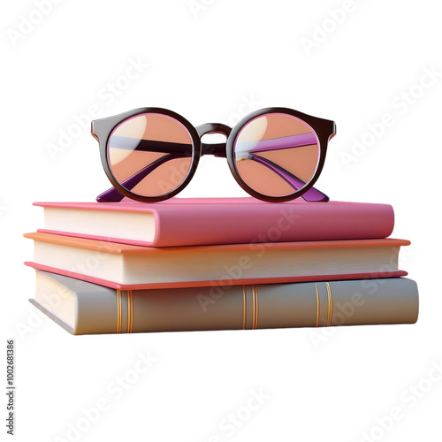 Obraz na płótnie Study Essentials: Glasses and Open Book Transparent Background w salonie