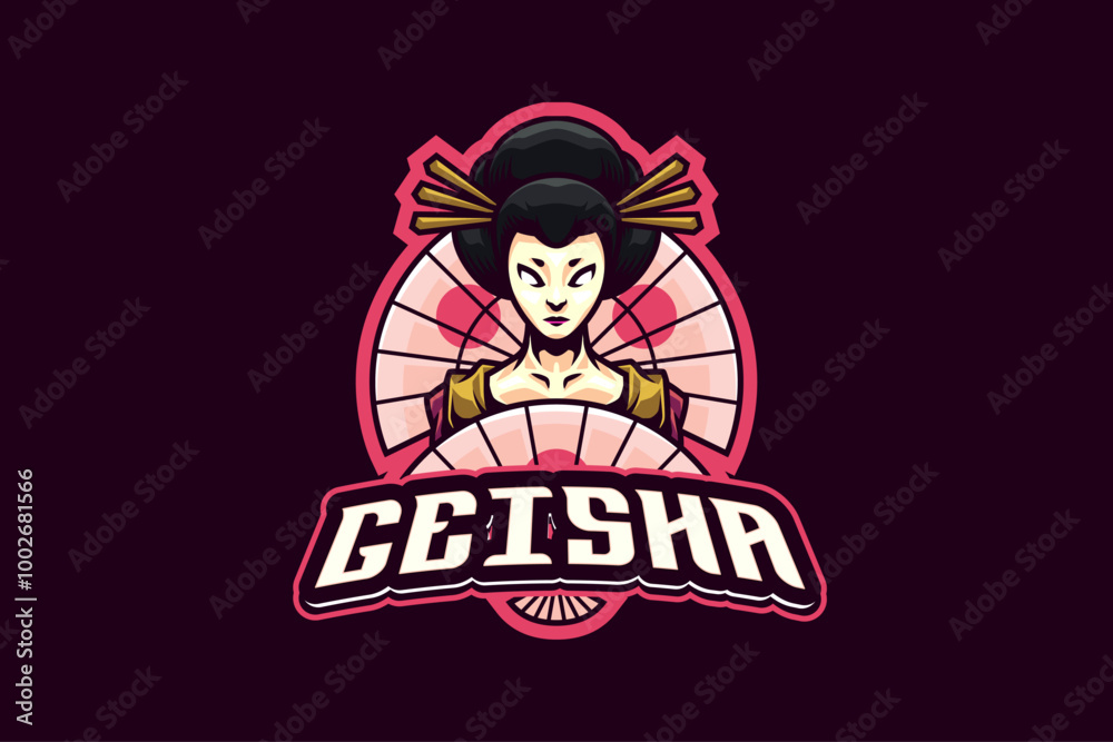 Japanese Geisha Vector Mascot Logo Design Template Japanese Geisha Vector Mascot Logo Design Template