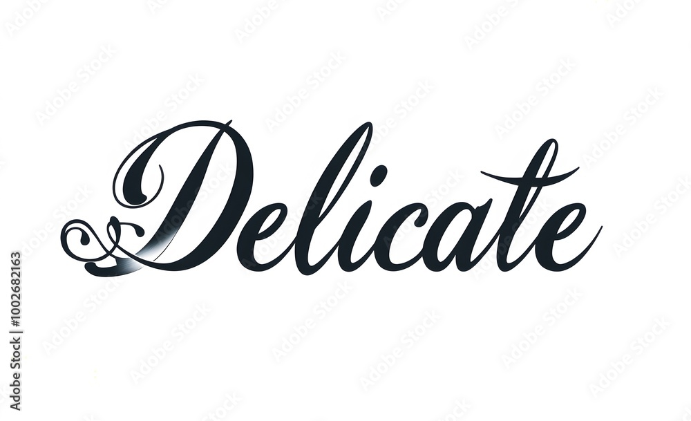 the word 'Delicate' on a pure white background the word 'Delicate' on a pure white background