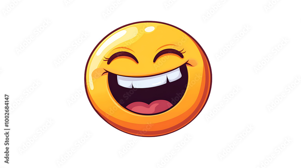 Fototapeta premium Yellow smiley face emoticon vector illustration for happy emotion