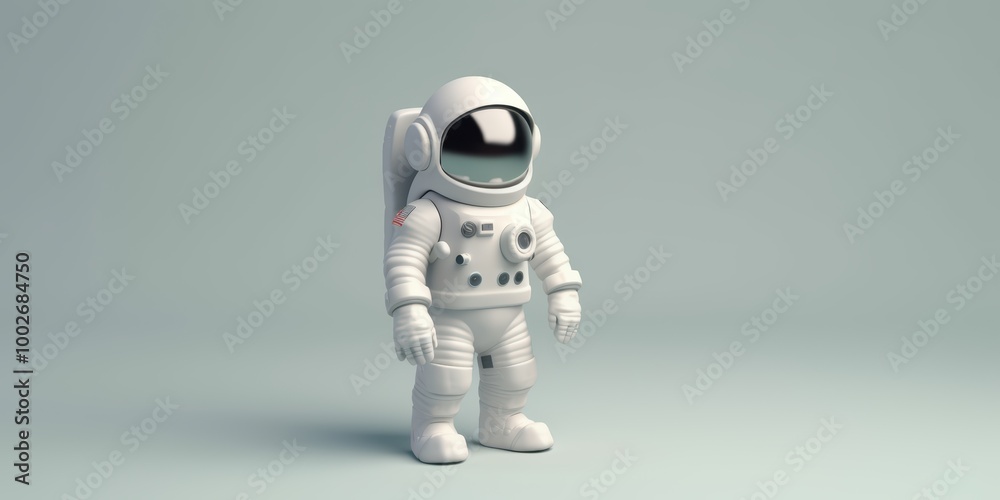 Fototapeta premium White Astronaut on Blue Background