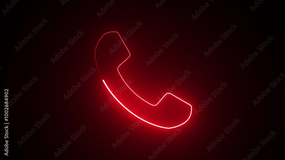 Calling icon concept animation on the black backgroundc,lowing neon line Telephone call icon animation.red,abastract,animation,backround,black backround,call,client,buttons,electricity,phone,