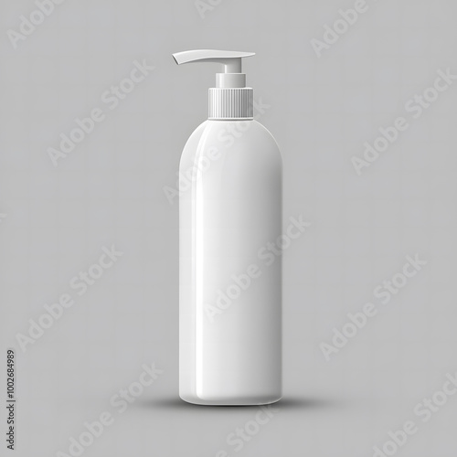  Minimalist White Pump Bottle on Gray Background